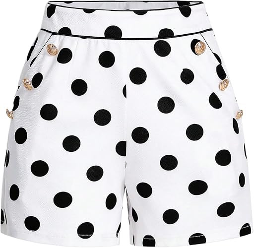 SweatyRocks Women's Polka Dots Work Dressy Shorts with Pockets | High Waisted Short | Amazon (US)