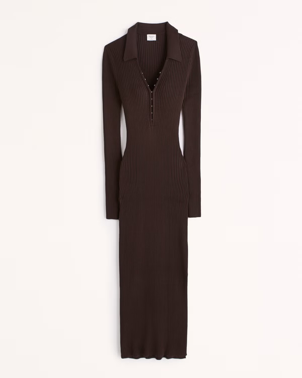 Women's Ribbed Polo Midi Sweater Dress | Women's Dresses & Jumpsuits | Abercrombie.com | Abercrombie & Fitch (US)