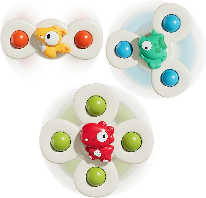 ALASOU 3PCS Suction Cup Spinner Toys for 1 Year Old Boy Girl|Spinning Top 12 18 Months|1 2 Year O... | Amazon (US)