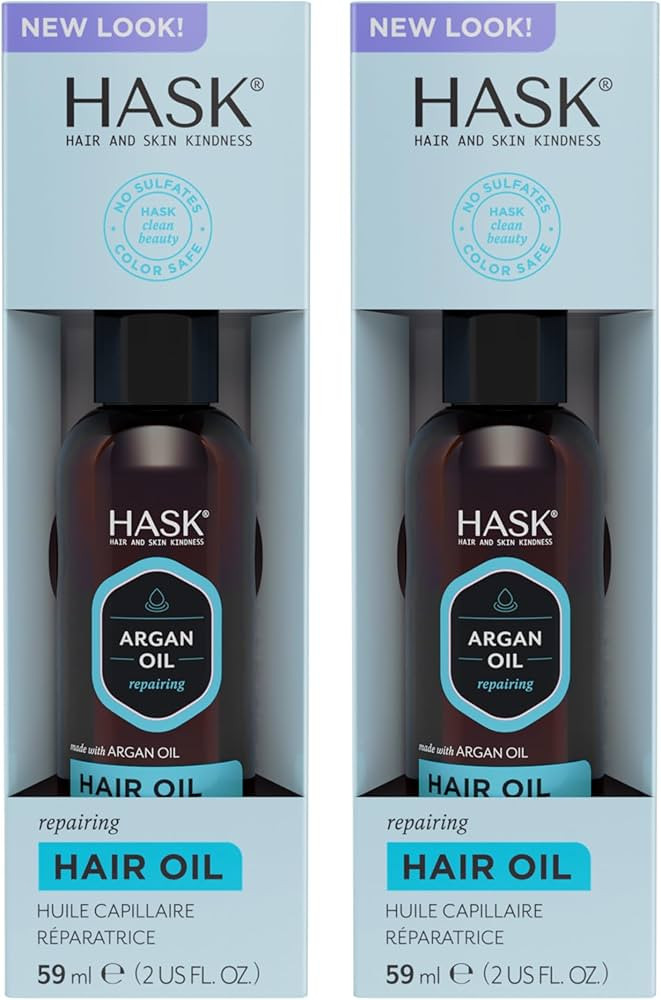 HASK ARGAN Repairing Hair Oil for shine and frizz control for all hair types, color safe, gluten ... | Amazon (US)