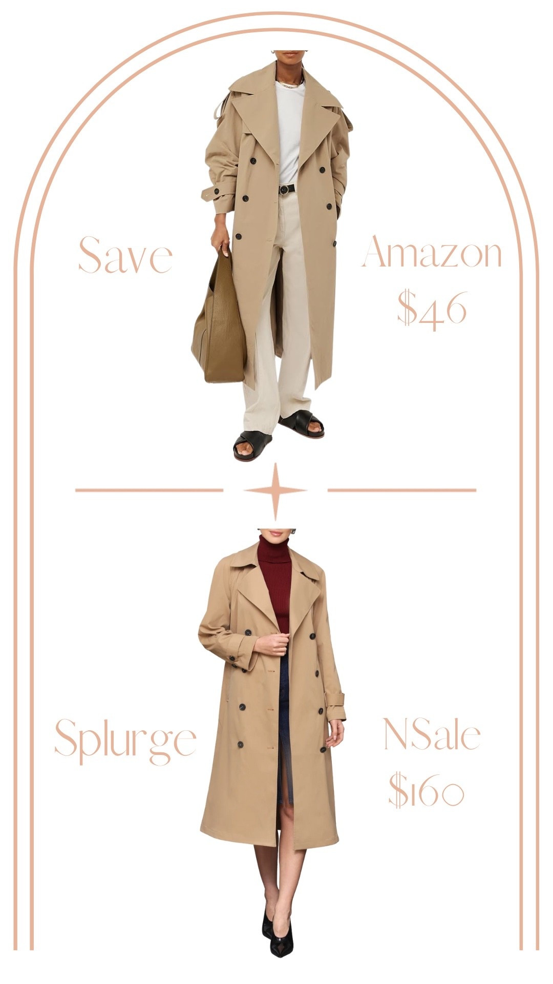 Save or splurge on a classictrenchcoat. This Amazon trench is $46 versus the Nordstrom sale trench coat that is $160. Which do you prefer?

#LTKFindsUnder50 #LTKStyleTip #LTKSaleAlert