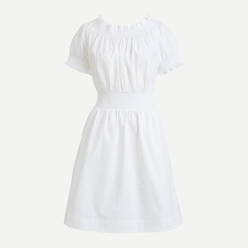 Smocked puff-sleeve cotton poplin dress | J. Crew US