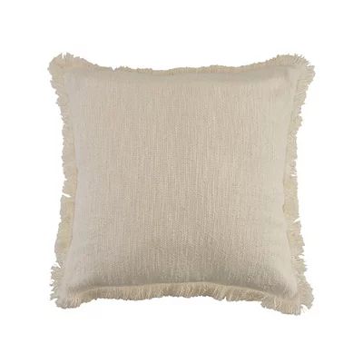 Solid Ivory Fringe Accent Pillow | Kirkland's Home