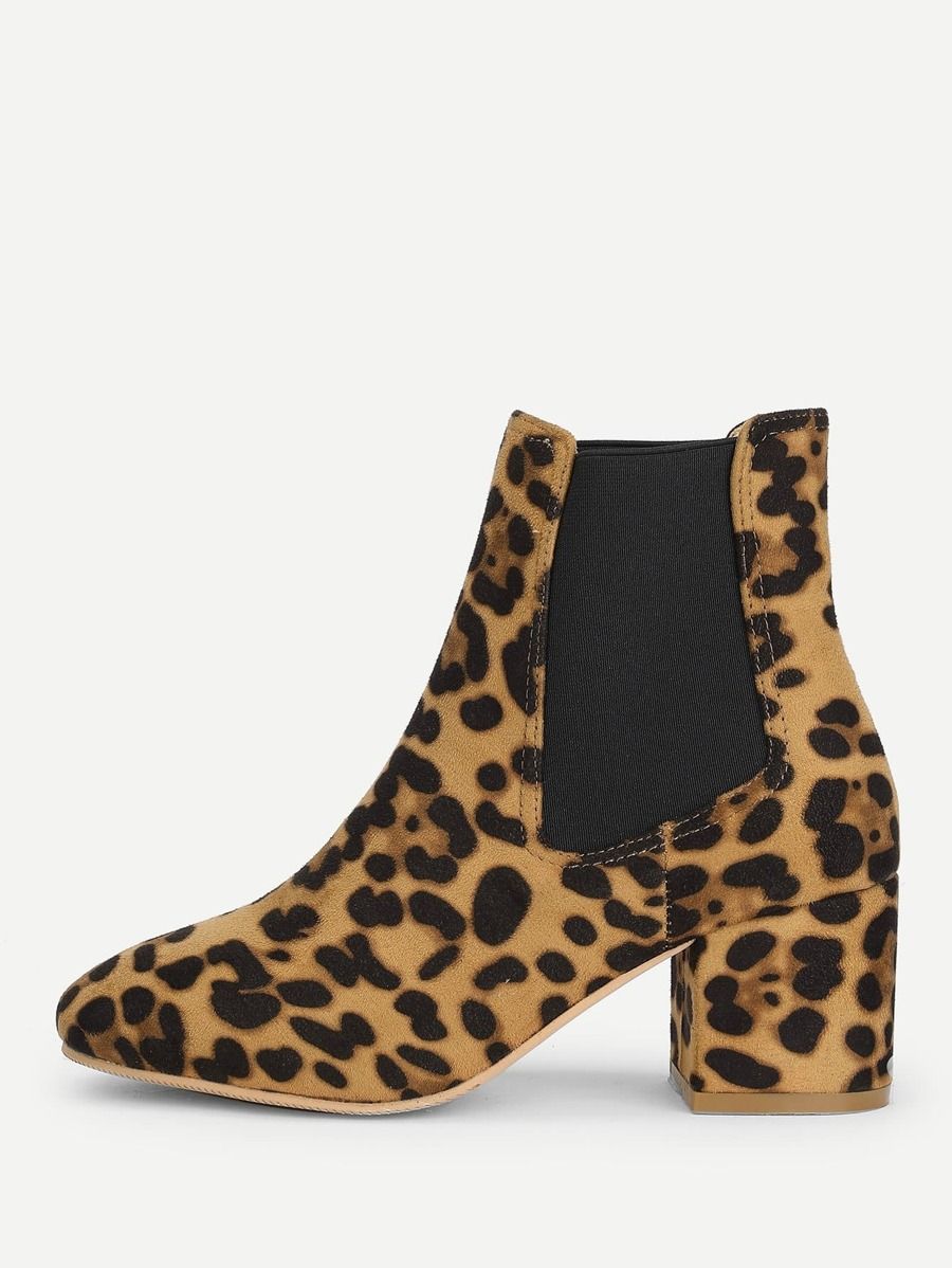 Elastic Leopard Ankle Boots | SHEIN