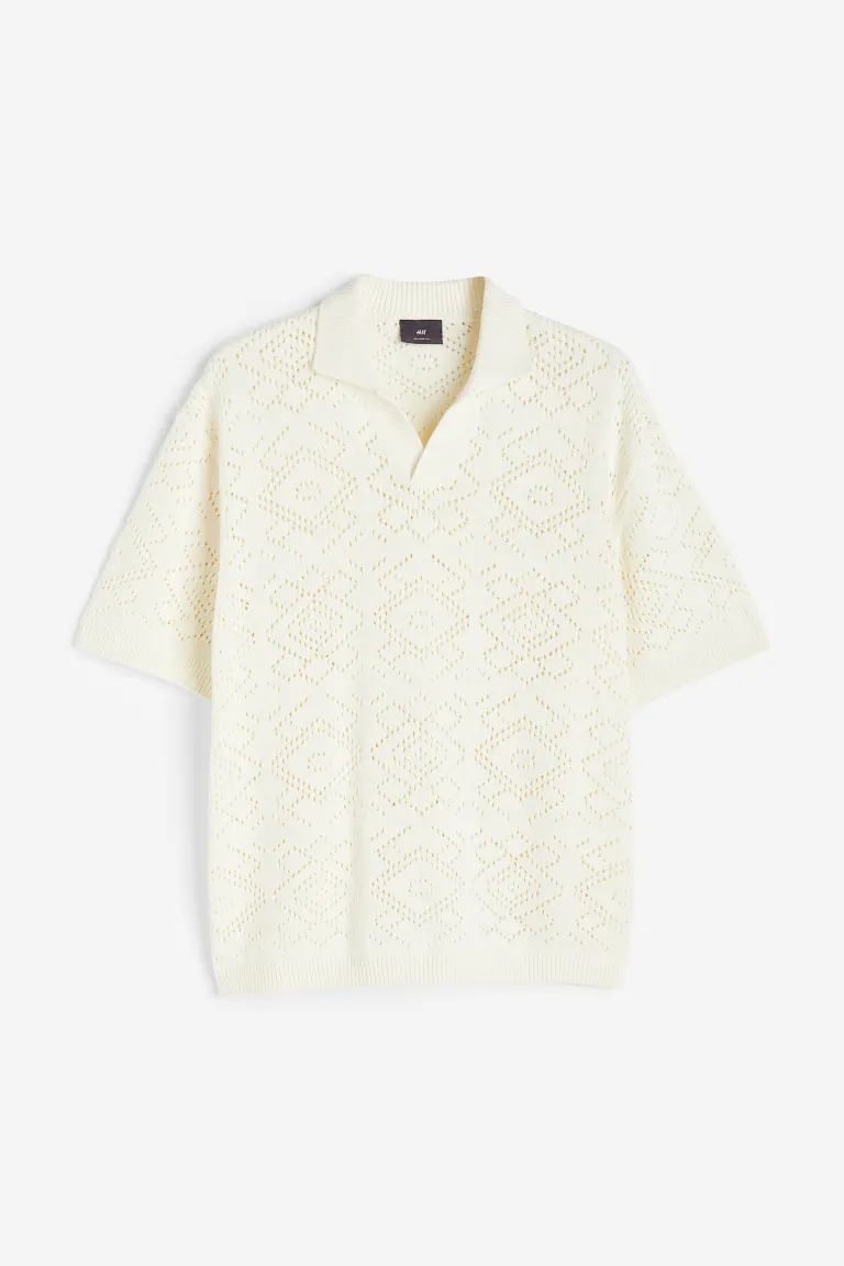 Relaxed Fit Crochet-look Polo Shirt | H&M (US + CA)
