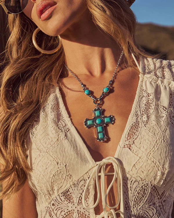 Dakota Dream Western Turquoise Cross Necklace | VICI