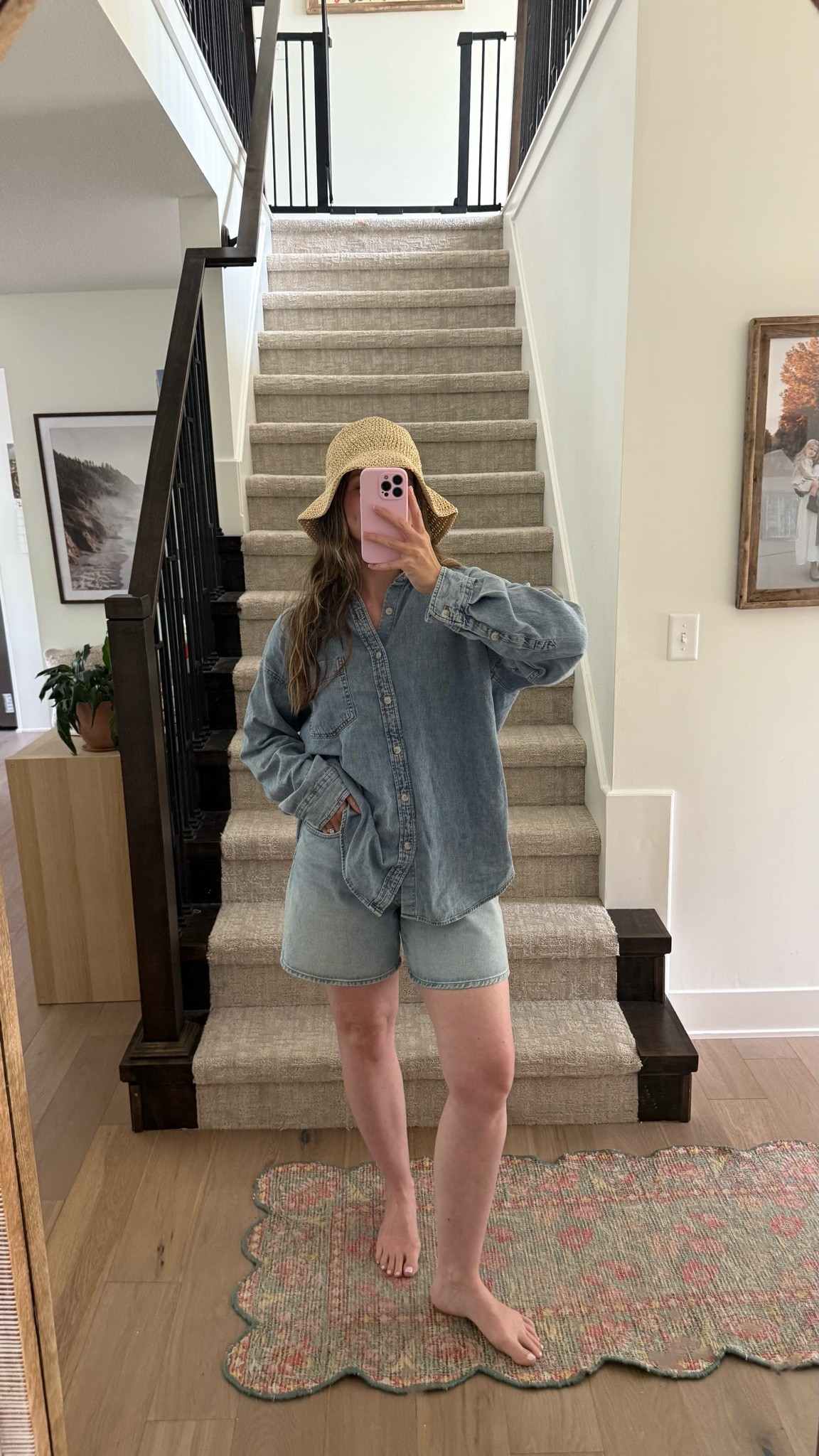 Wearing medium in button down for more oversized fit, denim shorts tts! 

Summer outfit

#LTKootd #LTKmomlife