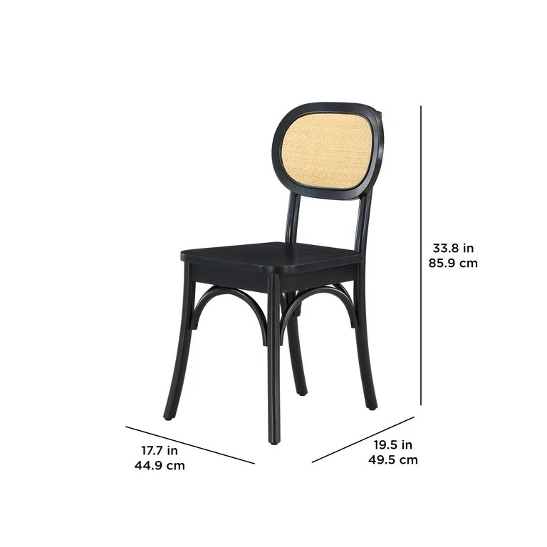 Better Homes & Gardens Camden Dining Chairs with Rattan and Solid Wood, Black Wood finish, by Dav... | Walmart (US)