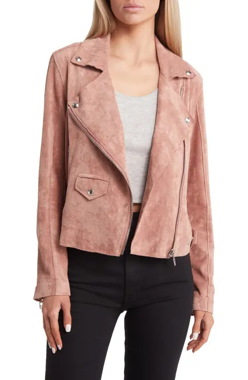 BLANKNYC Faux Suede Moto Jacket in Dusty Pink at Nordstrom, Size X-Small | Nordstrom