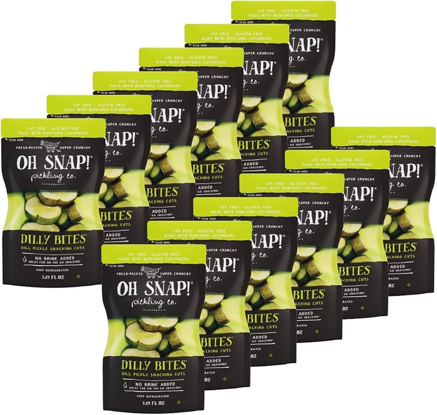 OH SNAP! Dilly Bites (12 Pack) - Dill Pickle Snacking Cuts - Fresh Packed Ready To Eat Pickle Bit... | Amazon (US)