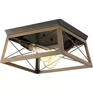 Progress Lighting Briarwood Collection Two-Light Flush Mount-P350039-020 - The Home Depot | The Home Depot