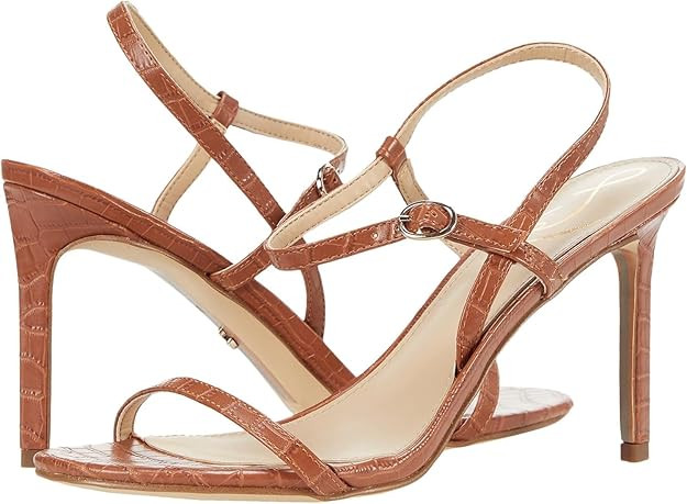 Sam Edelman Women's Dara Heeled Sandals Brown Croc Patent 8.5M | Amazon (US)