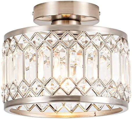 Crystal Ceiling Light Fixture, Modern Semi Flush Mount Ceiling Light,Crystal Chandelier for Kitch... | Amazon (US)