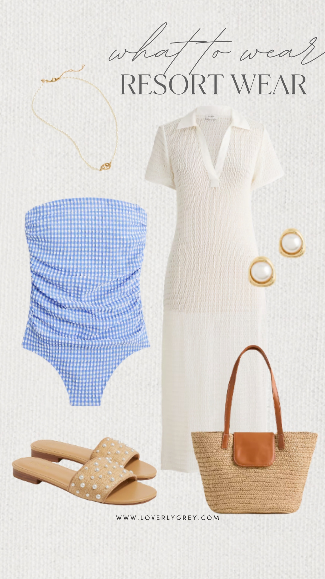Loverly Grey, what to wear for a resort day! This blue seersucker one piece is a flattering and essential piece to add to your swimwear. I paired it with this maxi coverup and pearl accessories for an easy to throw on polished look! Loverly Grey, what to wear, resort wear 

 #LTKootd #LTKSeasonal #LTKSwim
