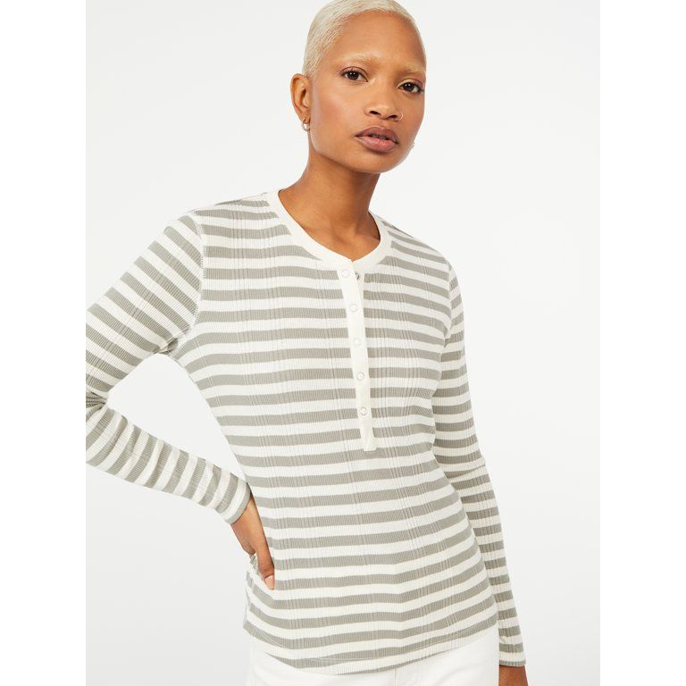 Free Assembly Women's Snap Crewneck Henley | Walmart (US)