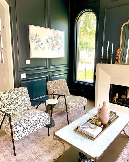 Bold colors and bold prints do not have to clash. I knew I needed to mix this spotted chair with the Benjamin Moore Raccoon Fur paint. 🦝  Mix in some softer, classic colors and everything starts to flow together perfectly. Our wall art is by a local artist Peter Wu - www.peterwustudio.com

#everypiecefits.com 

#LTKstyletip #LTKsalealert #LTKhome