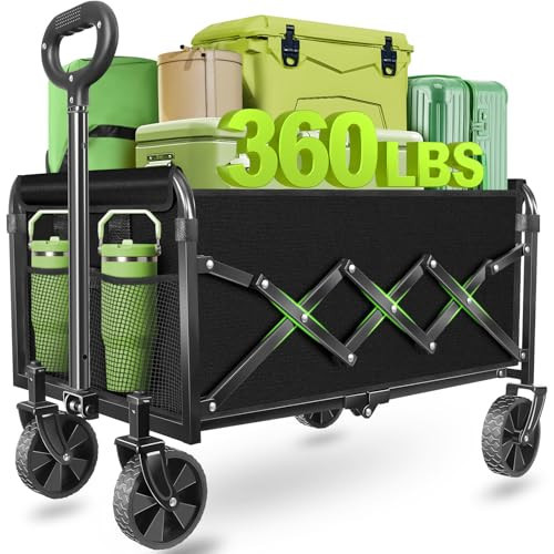 Wagons Carts Foldable - Collapsible Wagon Cart with Wheels – Folding Foldable Wagon Small Portable Lightweight for Sports, Camping, Storage, Travel, Shopping | Amazon (US)