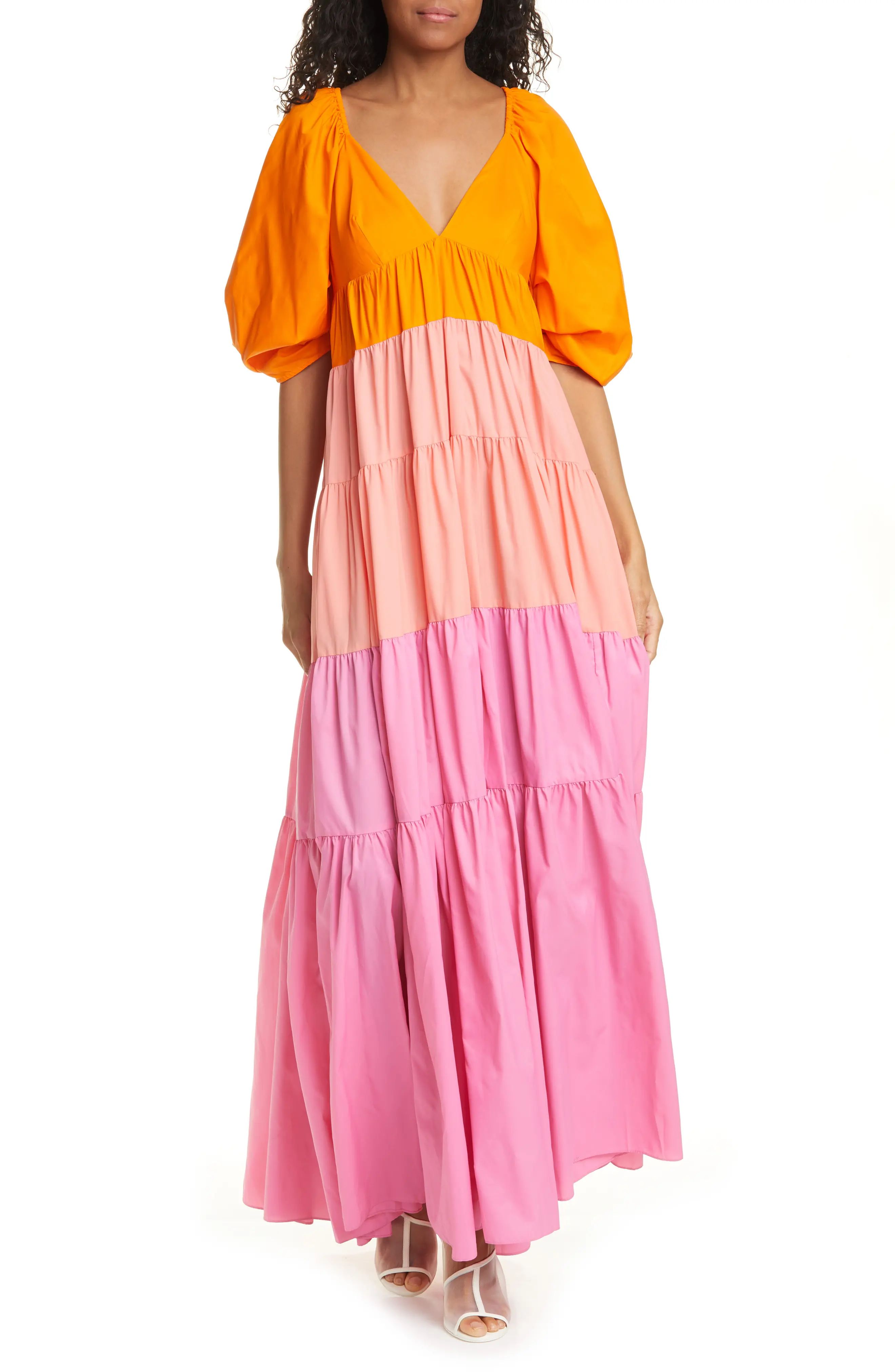 Women's Staud Meadow Colorblock Tiered Maxi Dress | Nordstrom