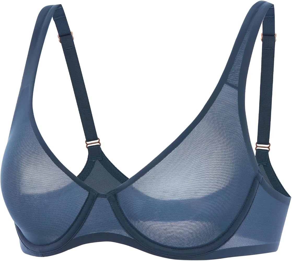 INLYRIC Women's Mesh Balconette Bra Sexy Demi Supportive Comfortable Seamless Underwire Unlined S... | Amazon (US)