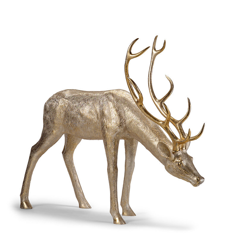 Regal Reindeer - Gold, Gold Feeding - Frontgate - Outdoor Christmas Decor | Frontgate