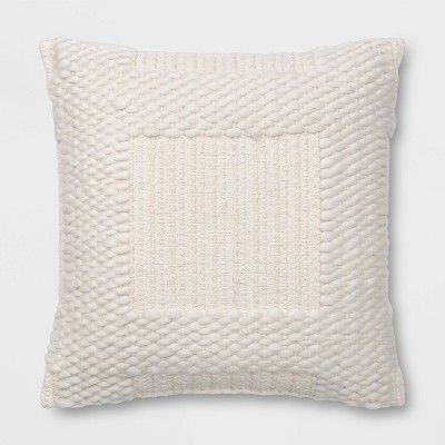 Woven Chunky Check Square Throw Pillow White - Threshold™ | Target