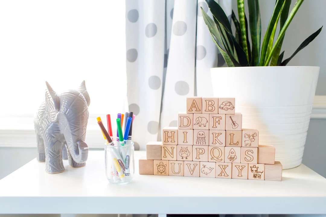 Color Your Own ABC Blocks: Baby Shower Activity, Laser Engraved Maple - Etsy | Etsy (US)