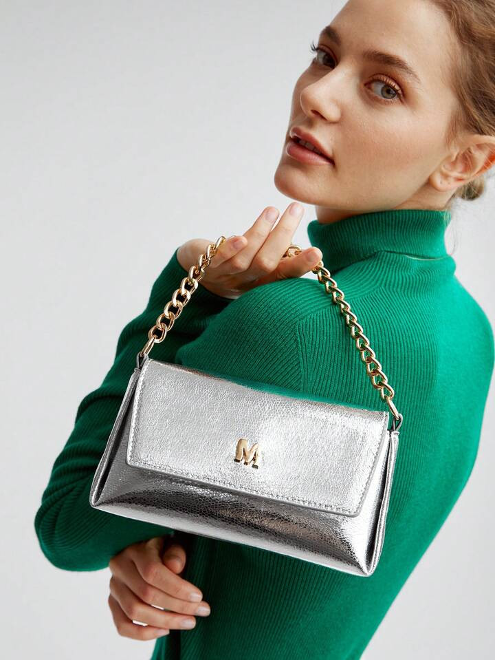 MOTF PREMIUM METALLIC CHAIN STRAP BAG | SHEIN