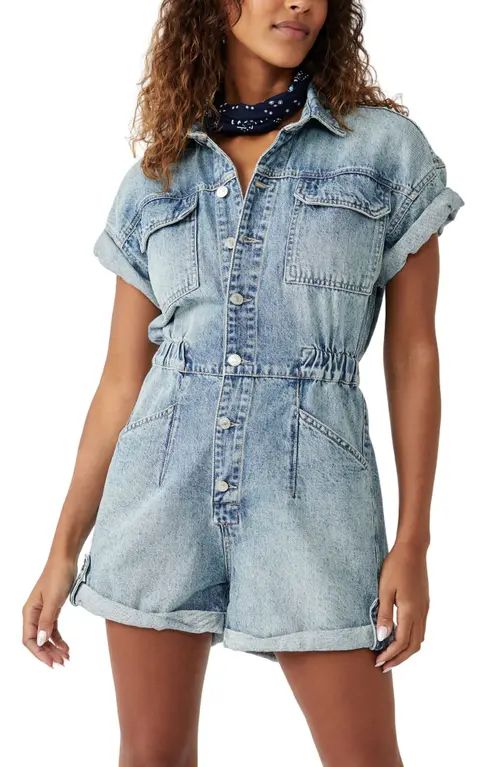 Free People Marci Cotton Denim Romper in Marrakesh at Nordstrom, Size Small | Nordstrom