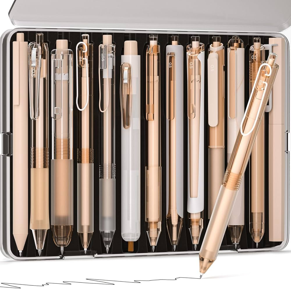 Nicpro 13PCS Pastel Gel Ink Pen Set with Case, Cute Retractable 0.5mm Fine Point Pen, 12 Black In... | Amazon (US)