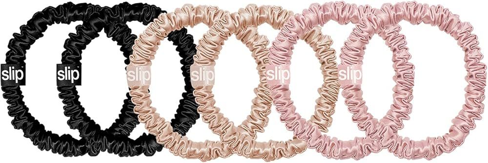 Slip Women's Silk Scrunchies 6 Pack, Pink/Black/Tan, 6 Count (Pack of 1) | Amazon (US)