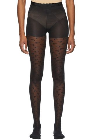 Black Sheer Jacquard Moon Tights | SSENSE