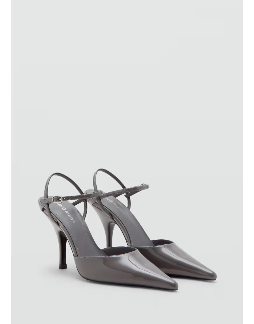Mango sling back shoes with cross strap heel in gray | ASOS (Global)