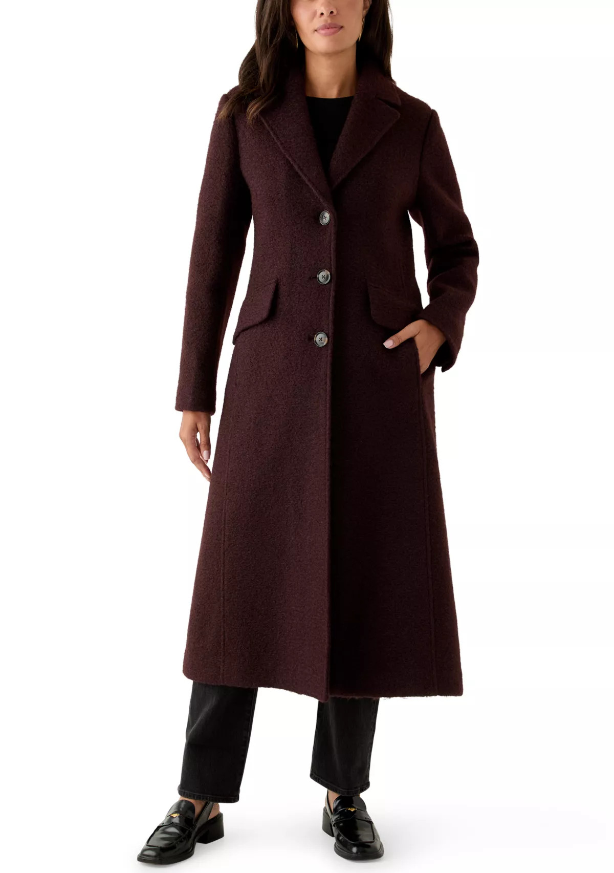 Women's Long Sleeve 3 Button Bouclé Coat | Belk