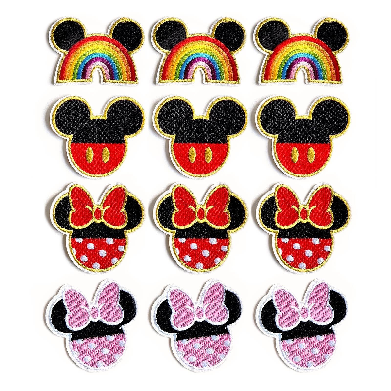 Mouse Iron on Patches - Cute Small Rainbow Ears Sew On Embroidered Fabric Patch Heat Transfers Mo... | Amazon (US)