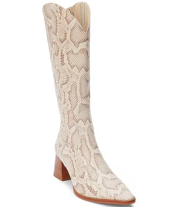 Addison Snake Print Leather Tall Boots | Dillard's