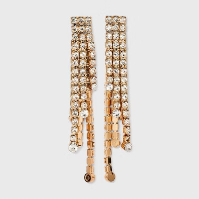 SUGARFIX by BaubleBar Crystal Fringe Jacket Drop Earrings - Gold: Glass Statement Jewelry, 2.85" ... | Target