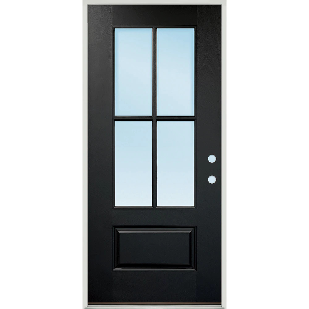 Greatview Doors 36-in x 80-in x 4-9/16-in Fiberglass 3/4 lite Left-hand inswing Fiberglass Painted Prehung Front Door Insulating core in Black | Lowe's