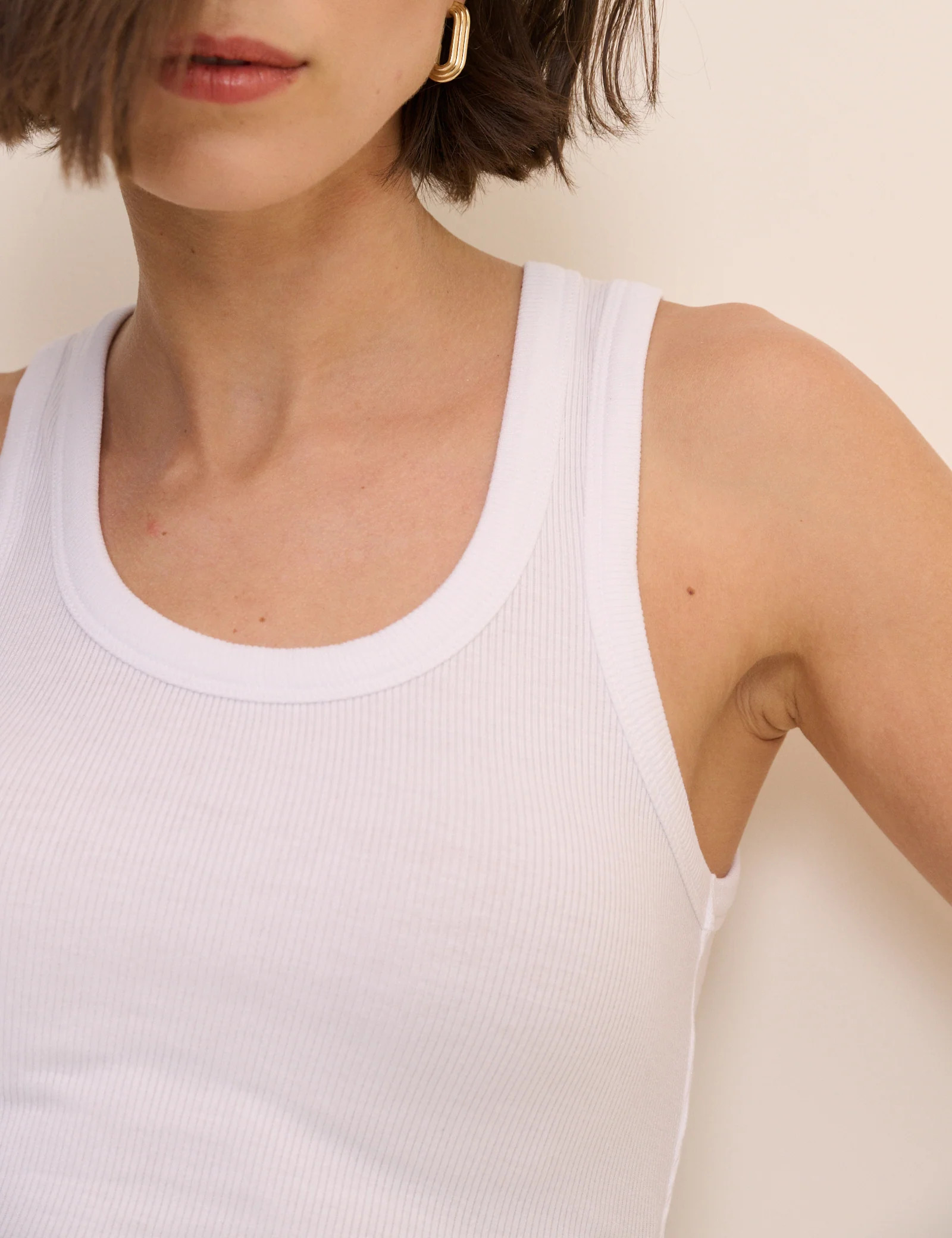 White Ribbed Scoop Neck Vest Top | Nobody's Child