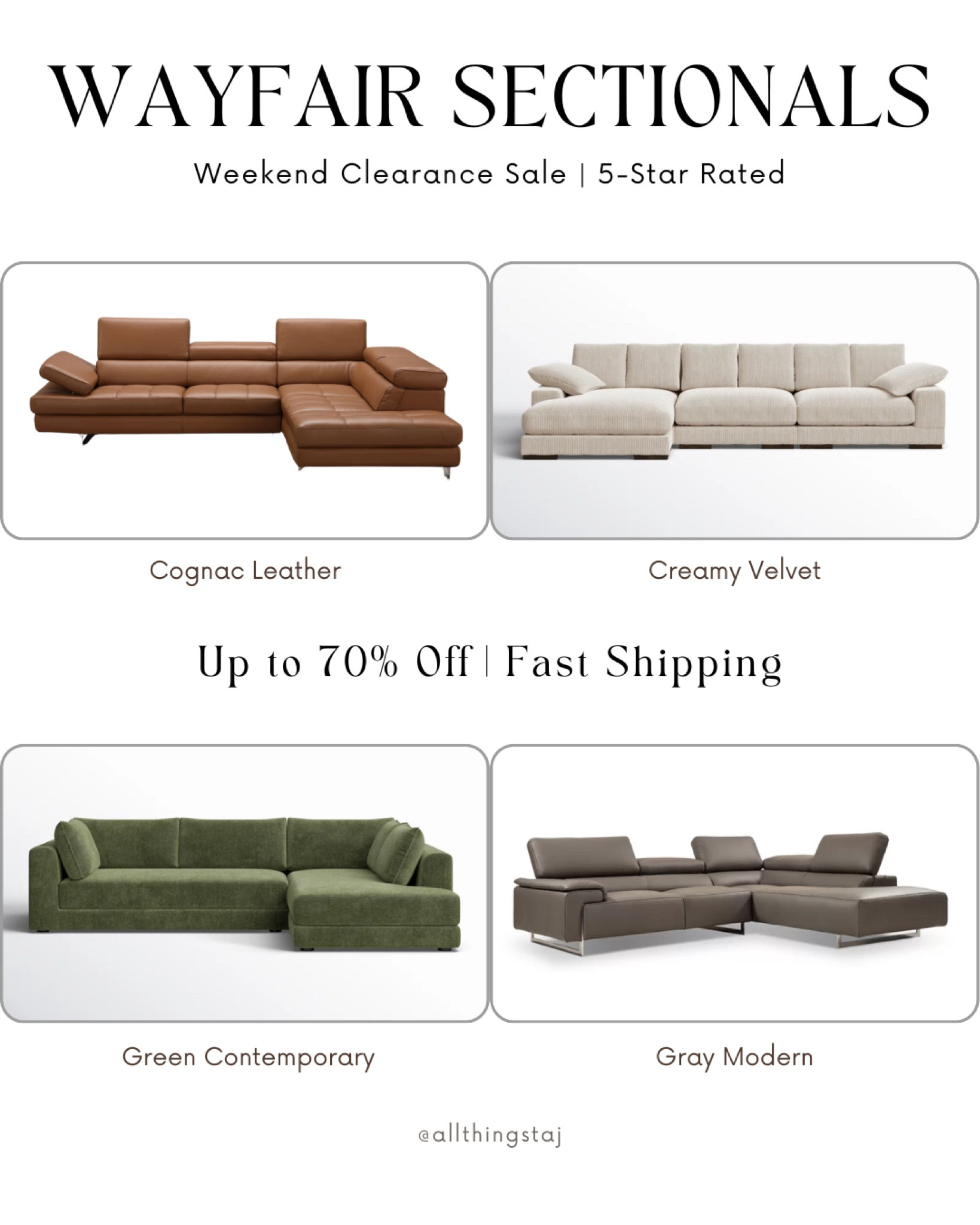 Been searching for a modern refresh to your lounge seating? 🤗Shop these 5-star sectionals and more during Wayfair’s Weekend Clearance and save up to 70% off PLUS fast shipping!
@wayfair #Wayfair #wayfairpartner #ad 
#LTKSaleAlert #LTKHome

#LTKSaleAlert #LTKHome