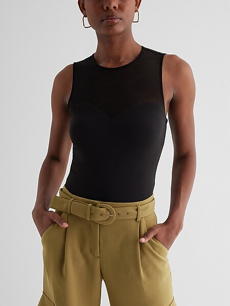 Body Contour High Compression High Neck Mesh Bodysuit | Express