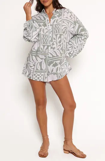 Tansy Abstract Print Long Sleeve Romper | Nordstrom