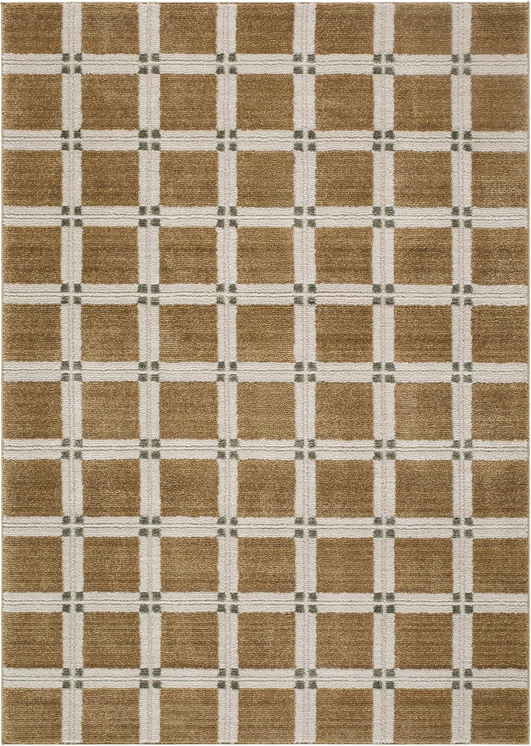 Talos Area Rug - Geometric Checkered Square Lattice Cross - Contemporary Modern Minimalist Transitional Farmhouse - Light Brown, Off - White, Light Gray, Brown, Cream - 5'3" x 7' | Amazon (US)