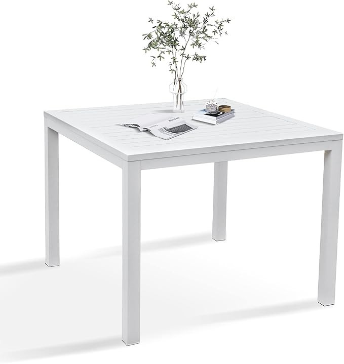 KAIDYSENY 36 Inch Aluminum Outdoor Dining Table - Square Patio Table for 4-Person, Weather-Resist... | Amazon (US)