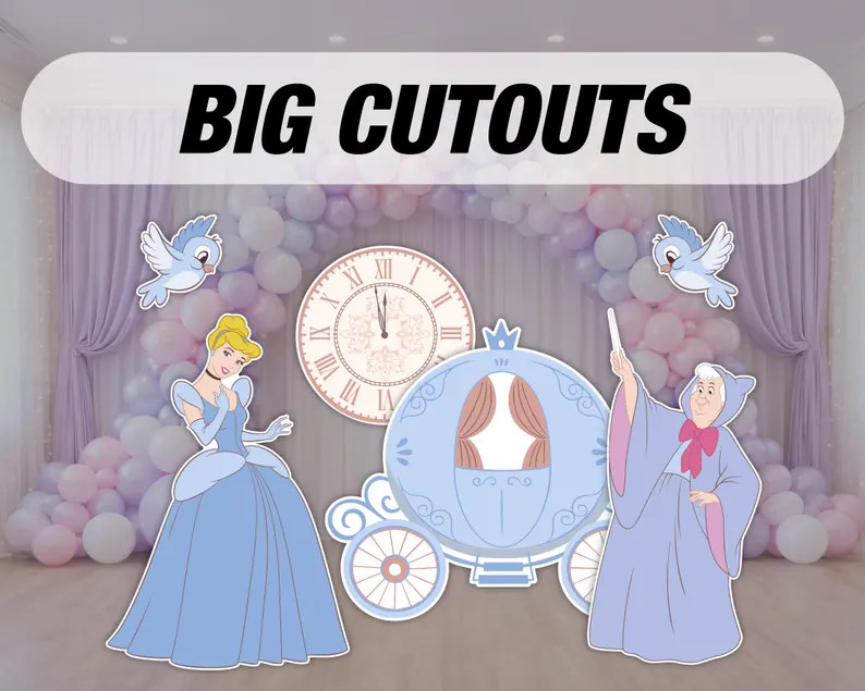 Cinderella Cutout Decorations, Cars Cutouts, Centerpieces, Standee, Birthday Party Prop, Yard Sig... | Etsy (Global)