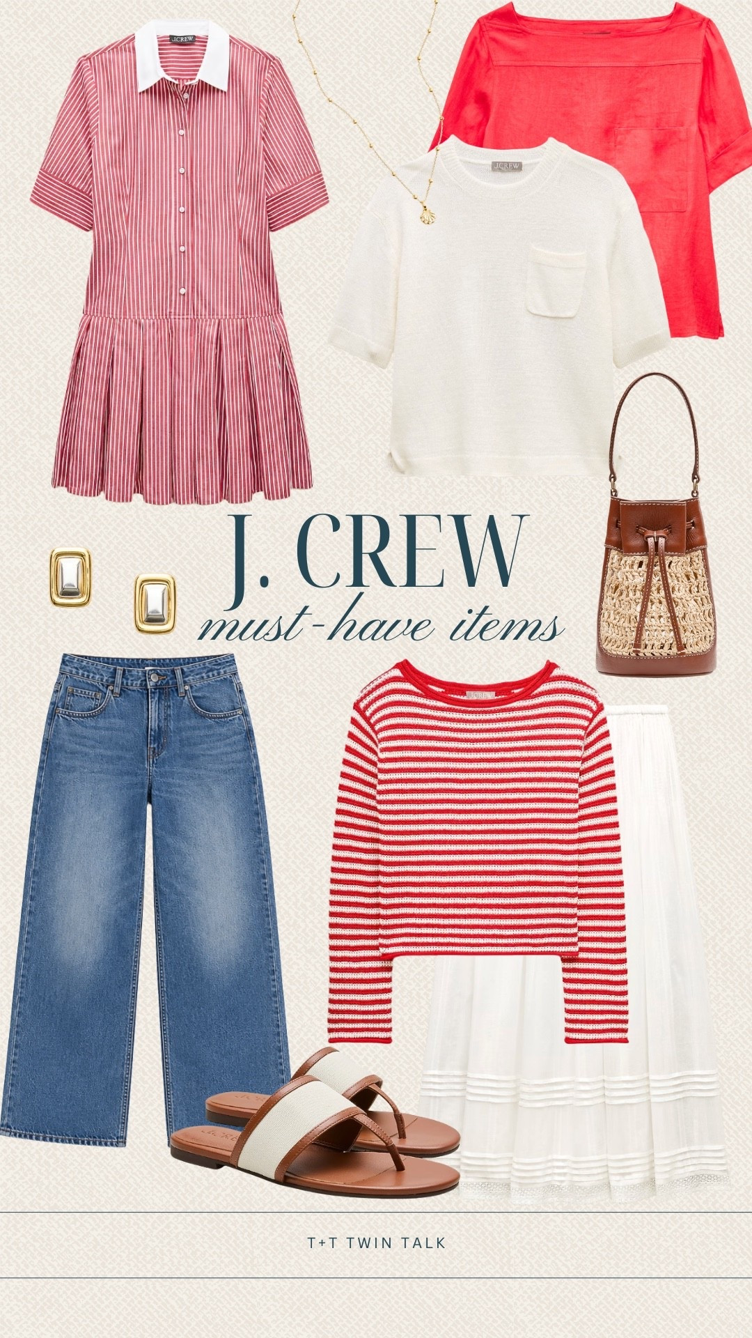 We picked some of our favorite J.Crew finds lately and are obsessed with all the red, white, and denim pieces for summer. The striped tops, breezy skirts, and woven bag feel so classic while still giving that effortless coastal look. These are the kind of staples we would wear on repeat all season long.

#LTKMidsize #LTKOver40 #LTKSeasonal