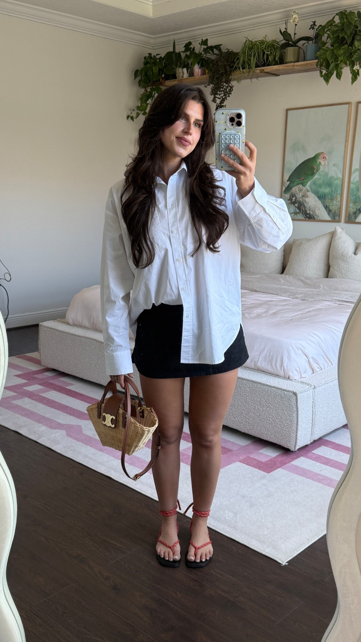 Small button up it’s meant to be very oversized and I love | 4 in skirt has built in shorts | tts sandals 