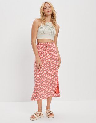 AE Floral High-Waisted Midi Skirt | American Eagle Outfitters (US & CA)
