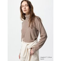 Uniqlo - Heattech Fleece Turtleneck T-shirt (long Sleeve) - Beige - XL | Uniqlo NL