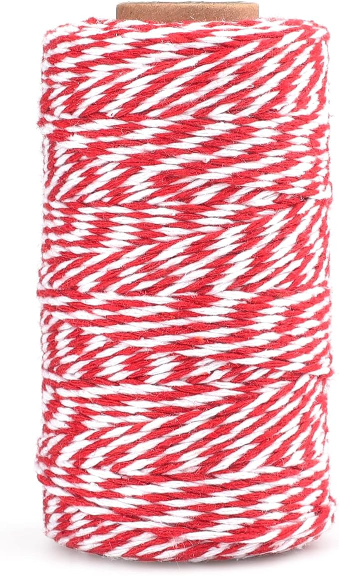 jijAcraft Red and White Twine String, 328 Feet Christmas Bakers Twine String, 2MM Heavy Duty Pack... | Amazon (US)