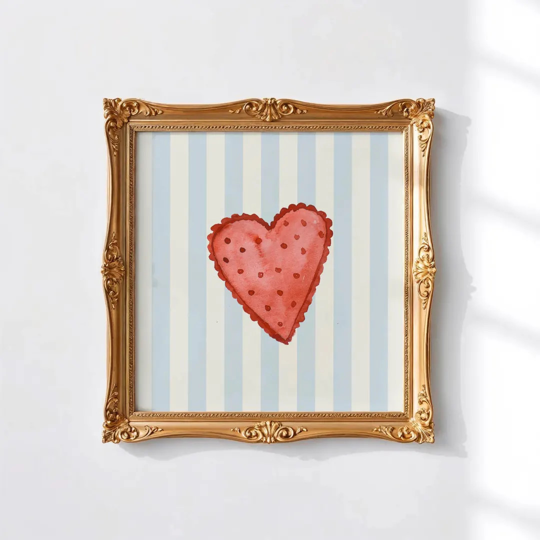 Valentine's Day, Heart Square Print, INSTANT Digital Downloadable Wall Art, Trendy Decor, Illustr... | Etsy (US)